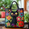 Handgefertigte Tasche mit schwarzer Katze
