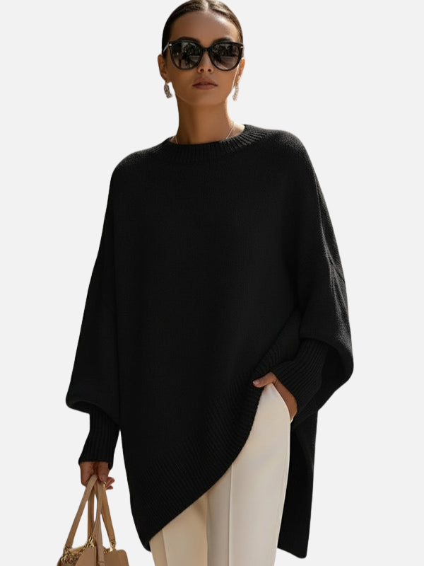 Anne | Weicher Oversized Poncho-Pullover aus Strick