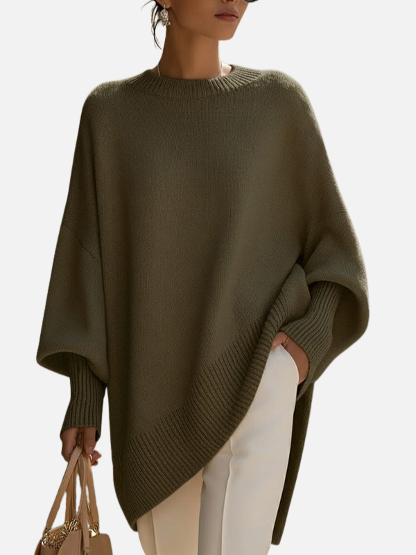 Anne | Weicher Oversized Poncho-Pullover aus Strick