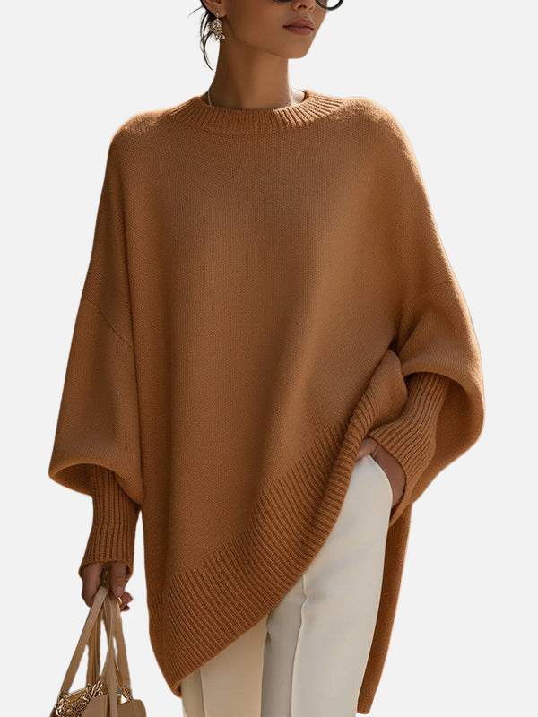 Anne | Weicher Oversized Poncho-Pullover aus Strick