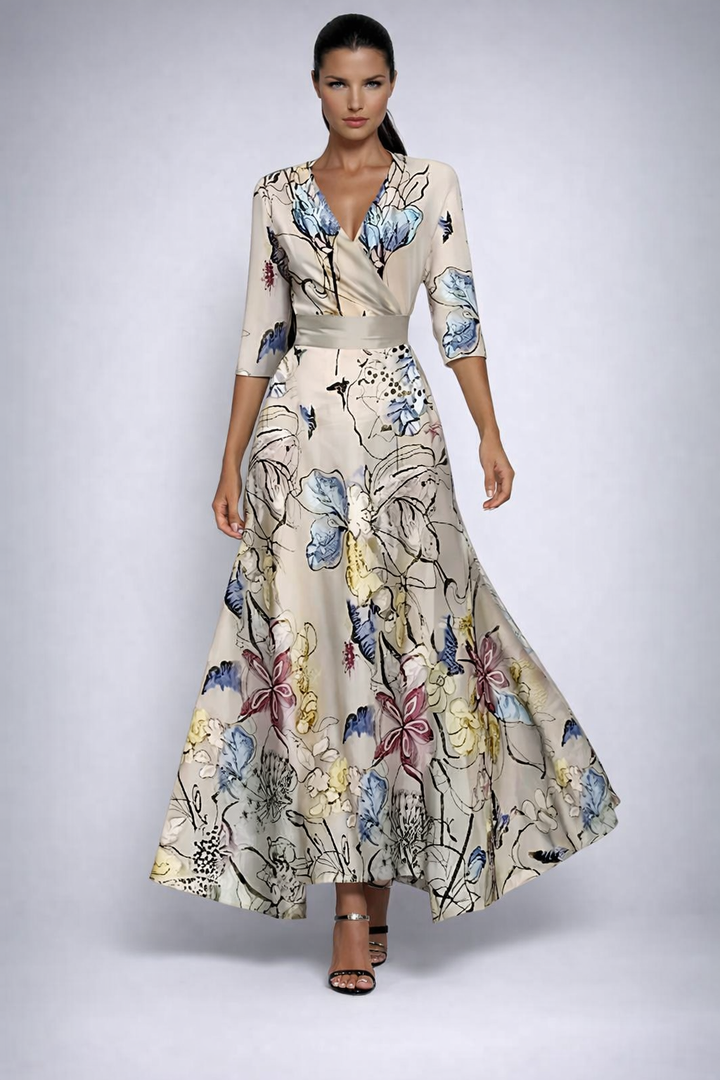 Elisa - Elegantes Wickel-Maxikleid mit Blumen