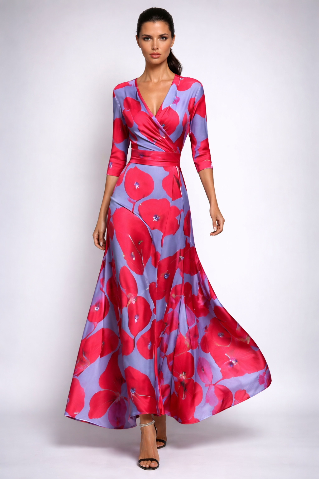 Elisa - Elegantes Wickel-Maxikleid mit Blumen