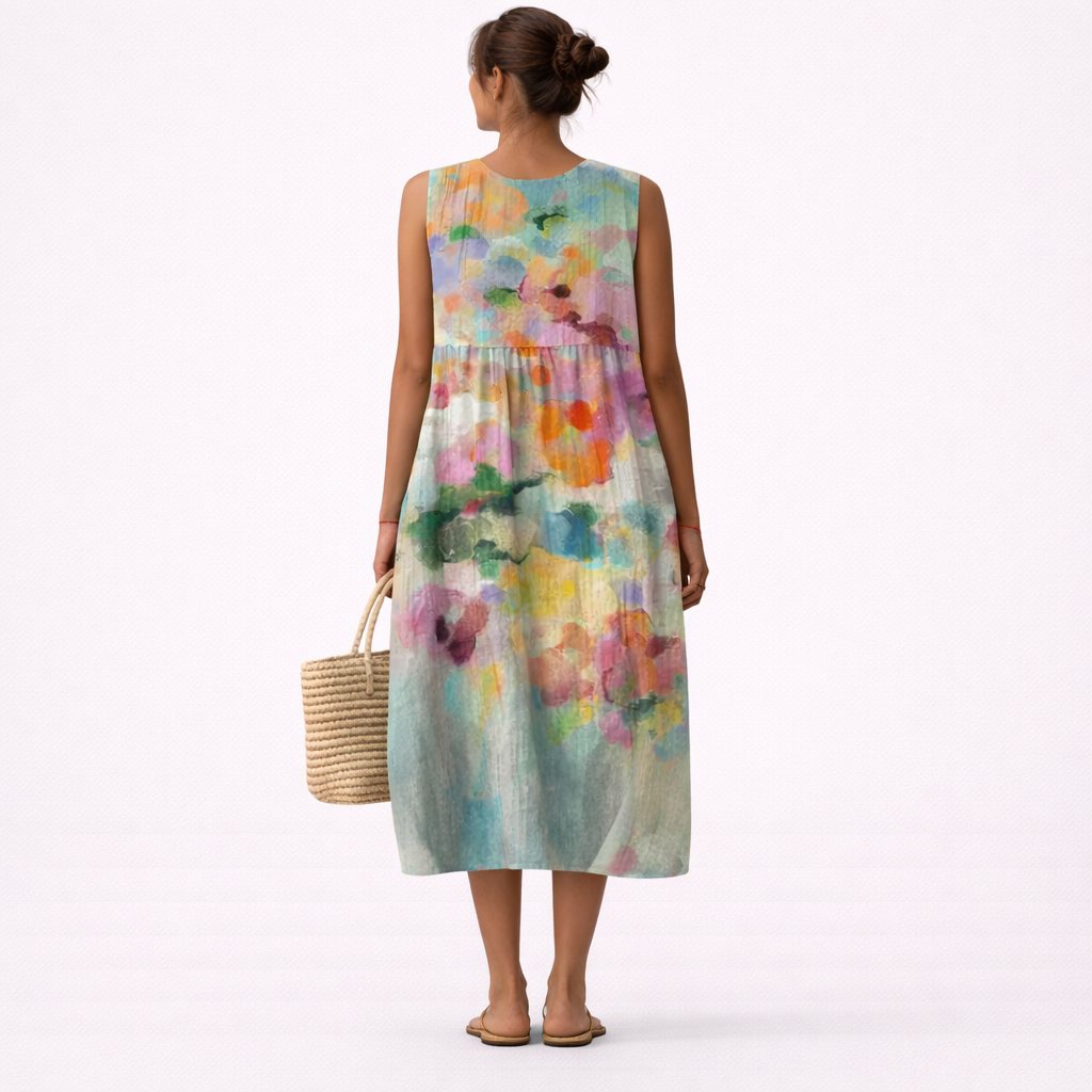 Karla™ | Elegantes mehrfarbiges Midikleid