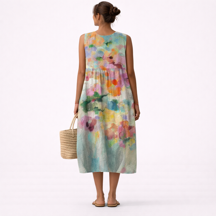 Karla™ | Elegantes mehrfarbiges Midikleid