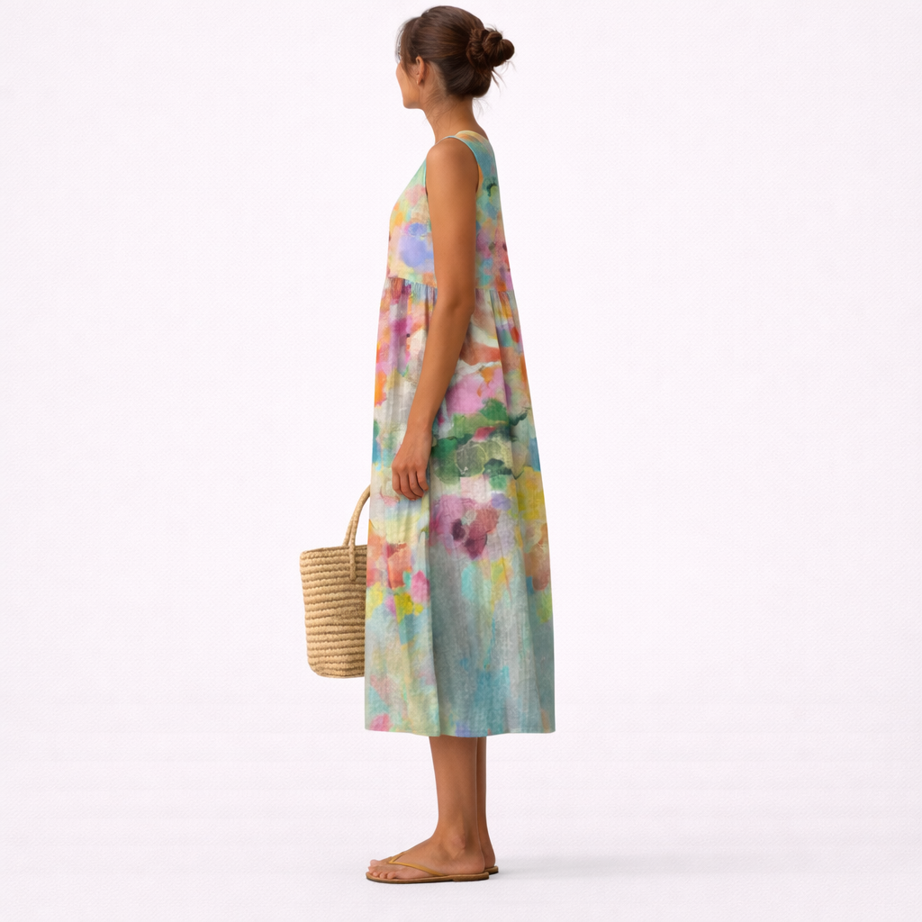 Karla™ | Elegantes mehrfarbiges Midikleid