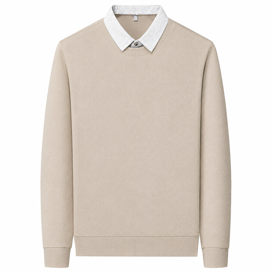 Herren Pullover im Hemd-Look mit Kontrastkragen und langen Ärmeln | Valcor Zürich