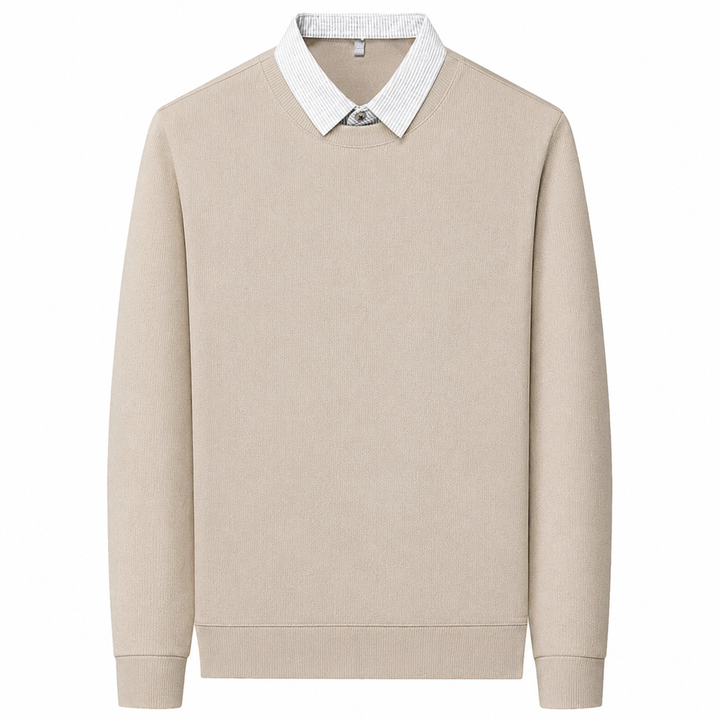 Herren Pullover im Hemd-Look mit Kontrastkragen und langen Ärmeln | Valcor Zürich
