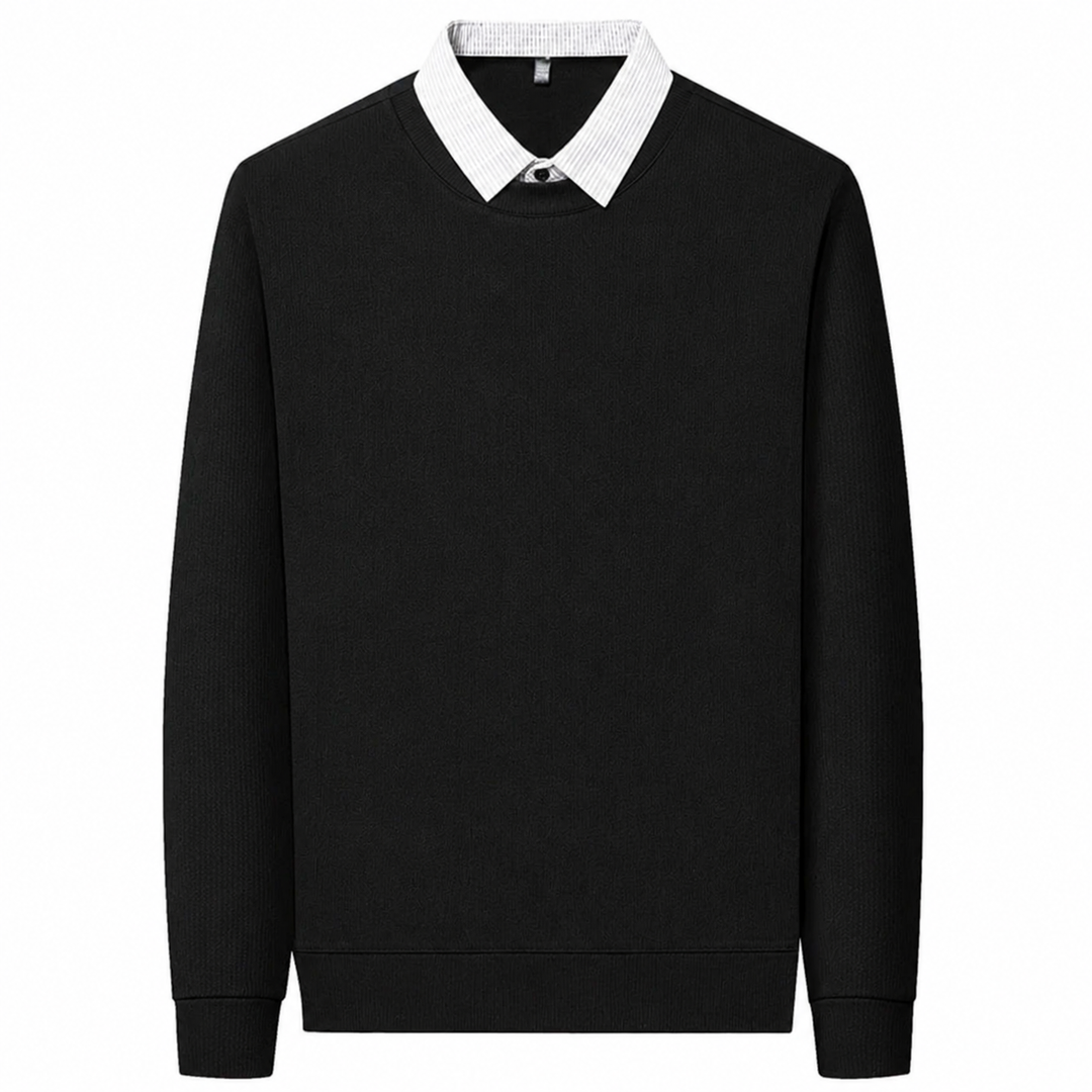 Herren Pullover im Hemd-Look mit Kontrastkragen und langen Ärmeln | Valcor Zürich