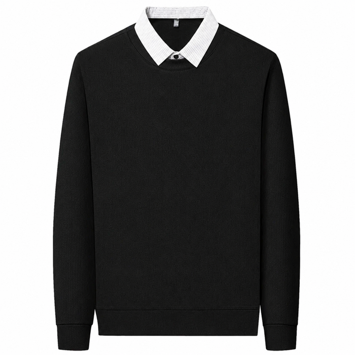 Herren Pullover im Hemd-Look mit Kontrastkragen und langen Ärmeln | Valcor Zürich