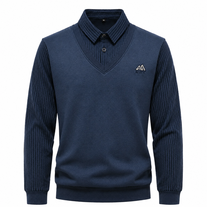 Herren 2-in-1 Pullover mit Hemdkragen und V-Ausschnitt | Valcor Zürich