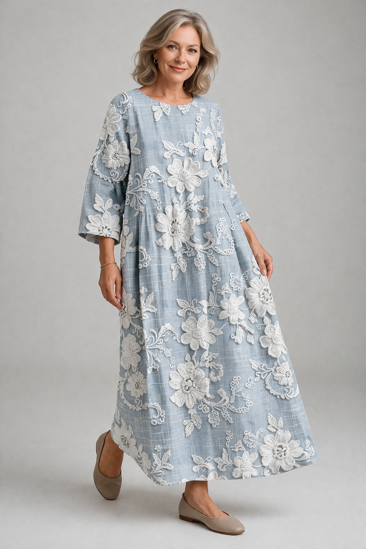 Avery - Elegantes Bedrucktes Maxikleid
