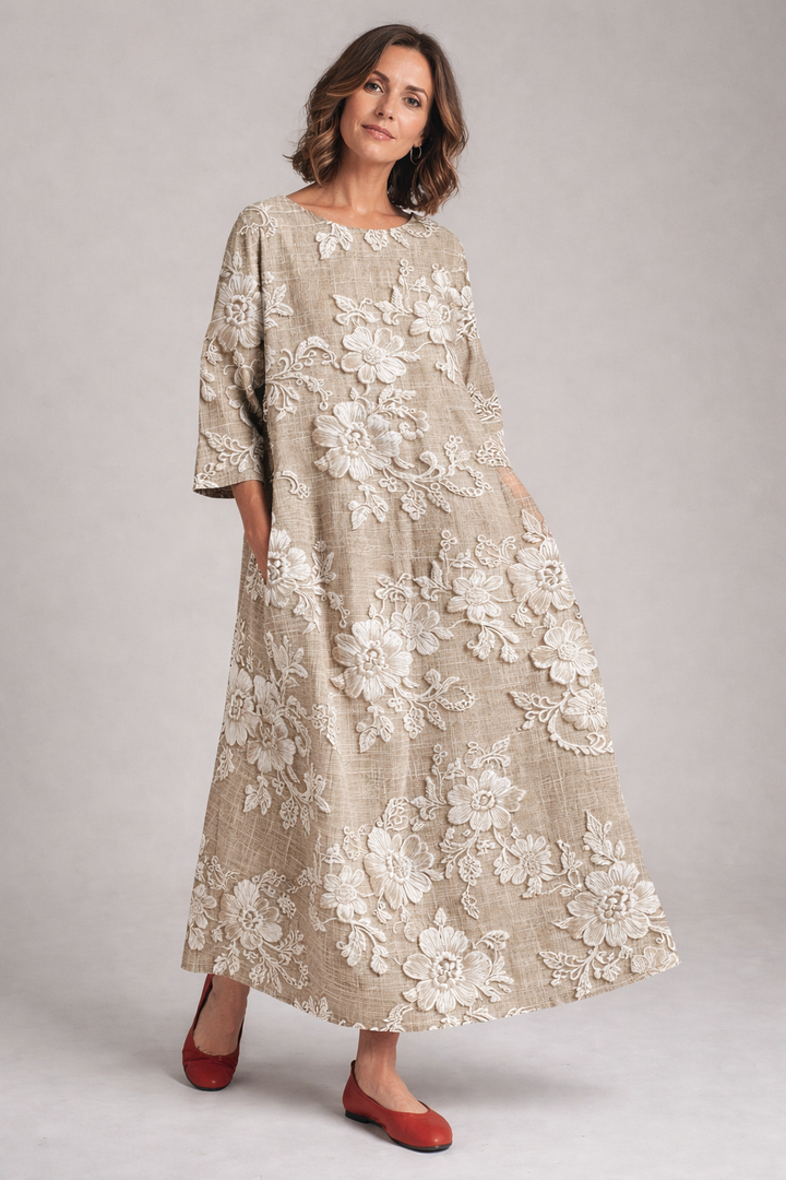 Avery - Elegantes Bedrucktes Maxikleid