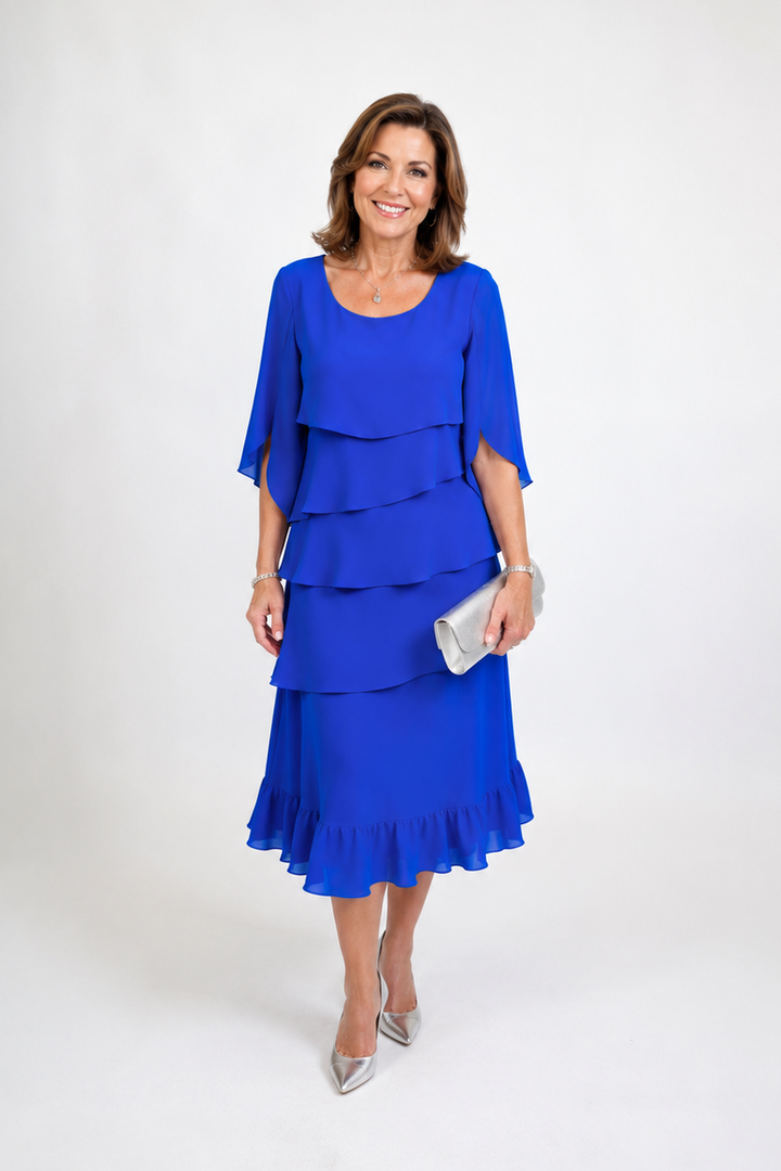 Anna | Elegantes Rüschenshirt Midi-Kleid