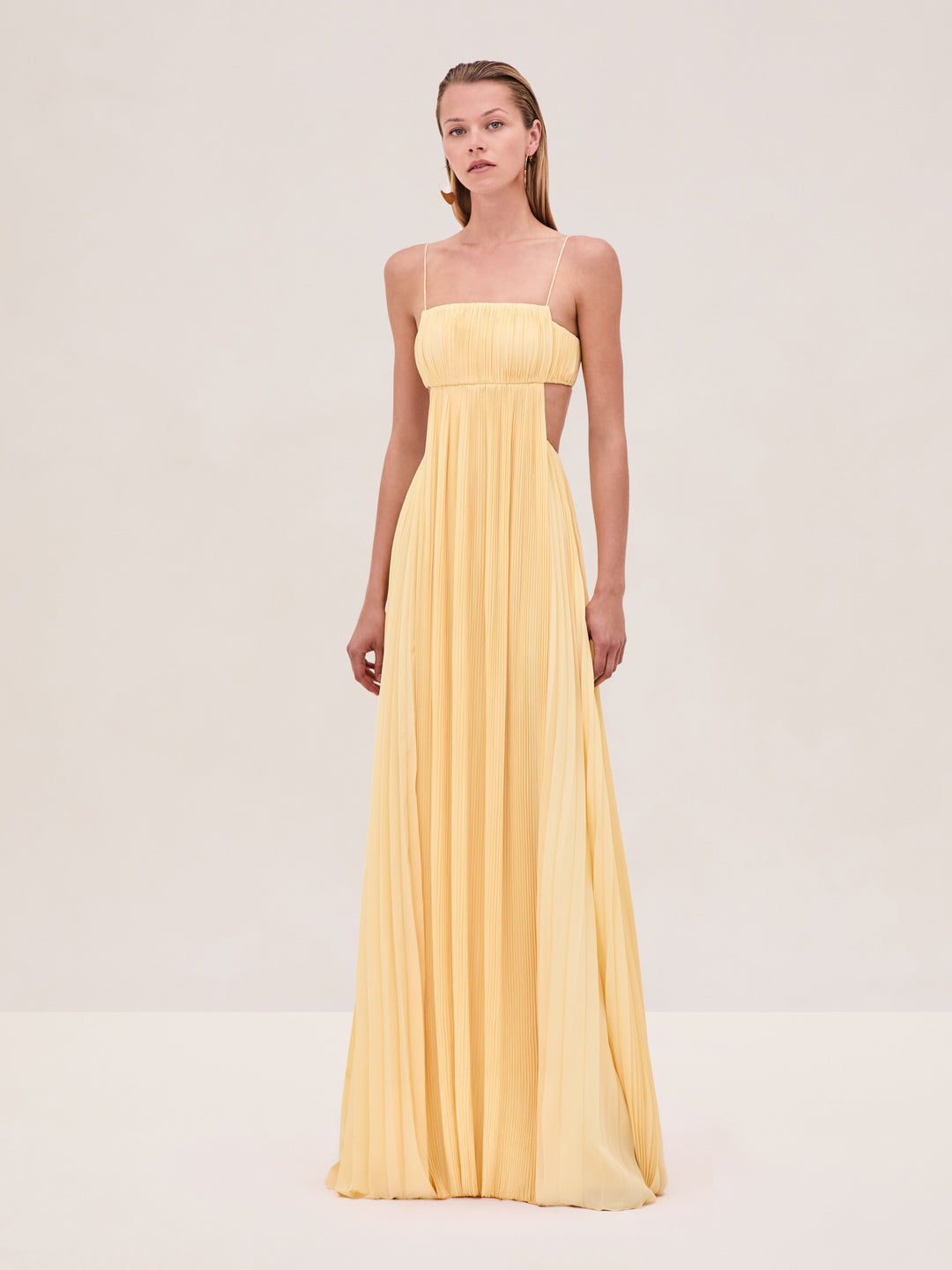 Varranza - Plissiertes Cutout-Taille A-Linien Slip Maxi Kleid