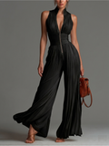 Zsófia Jumpsuit | Schwarzer plissierter Overall