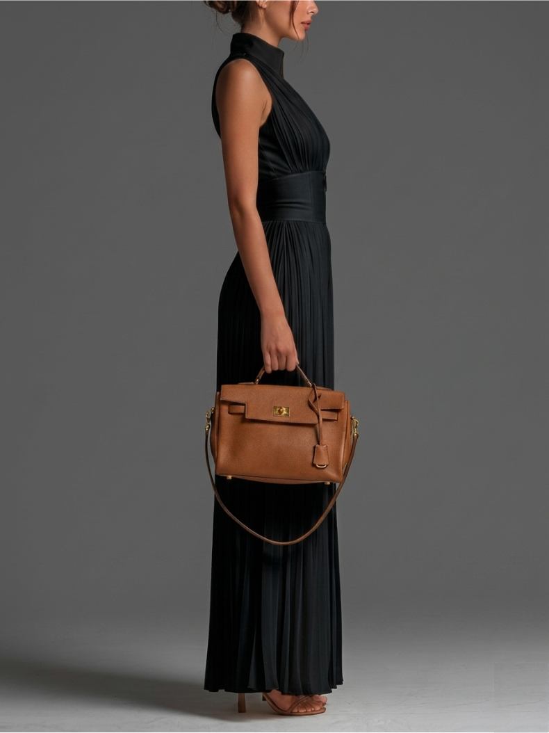 Zsófia Jumpsuit | Schwarzer plissierter Overall