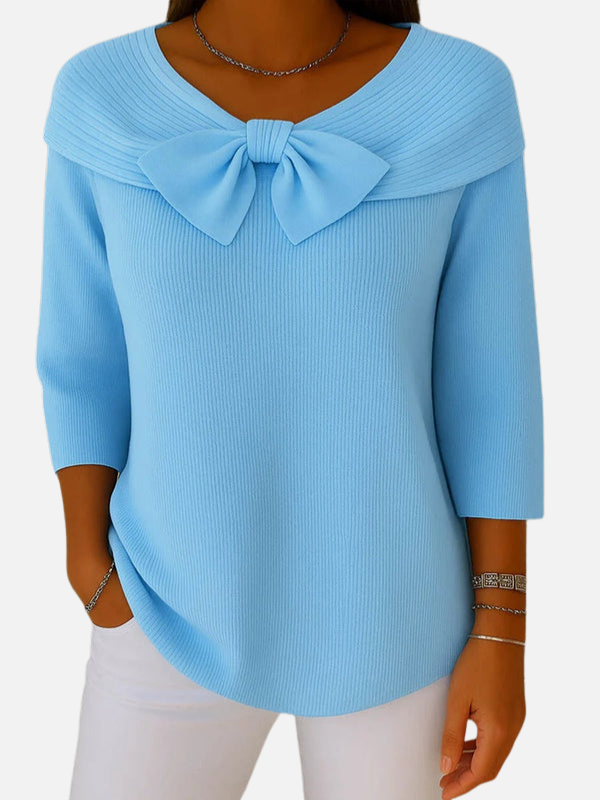 Lene | Elegante Rippstrickbluse mit Schleife