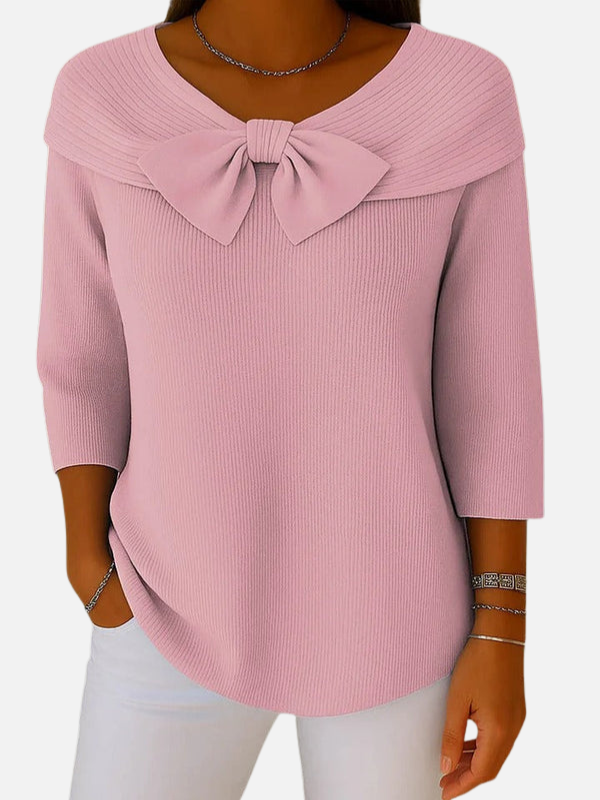Lene | Elegante Rippstrickbluse mit Schleife