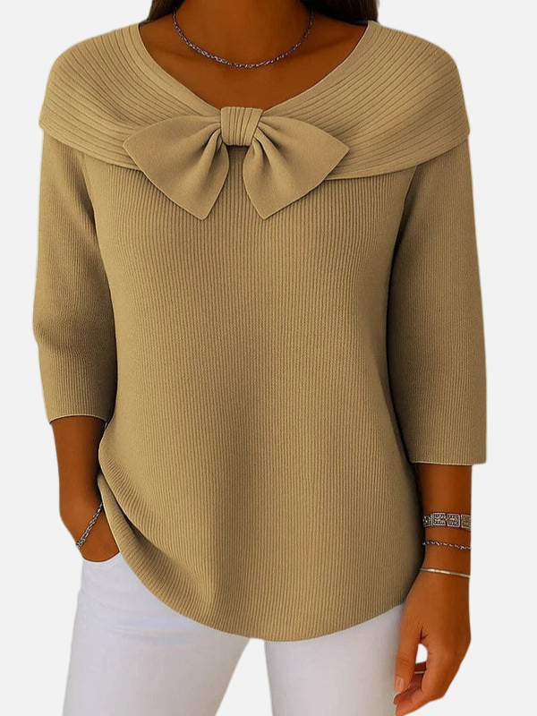 Lene | Elegante Rippstrickbluse mit Schleife