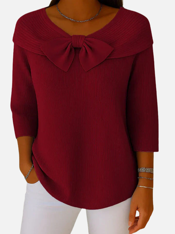 Lene | Elegante Rippstrickbluse mit Schleife