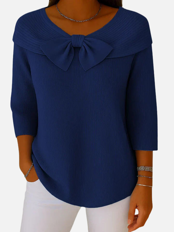 Lene | Elegante Rippstrickbluse mit Schleife