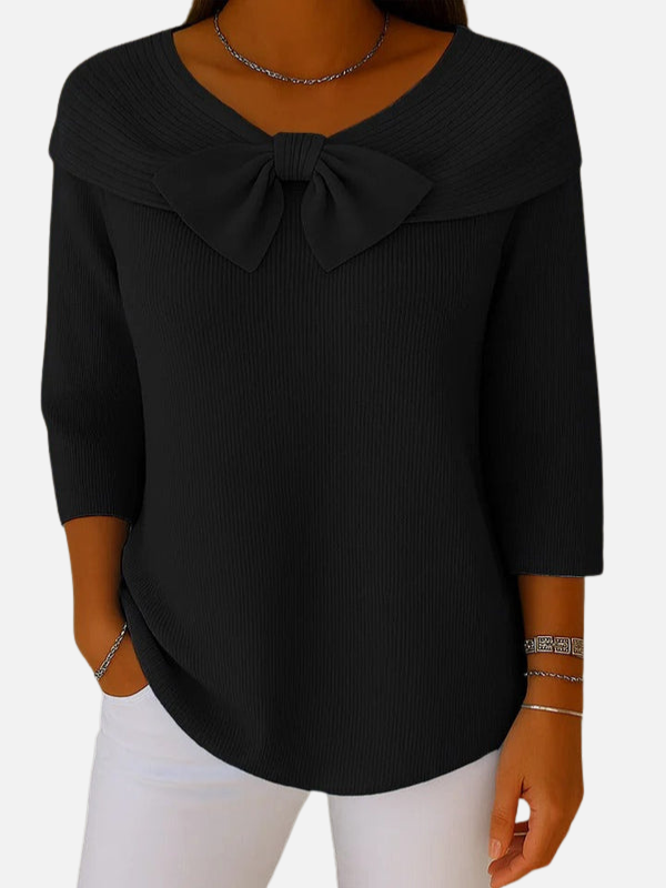 Lene | Elegante Rippstrickbluse mit Schleife