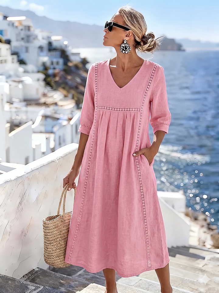 Helena - Lässiges, lockeres Patchwork-Spitzenkleid