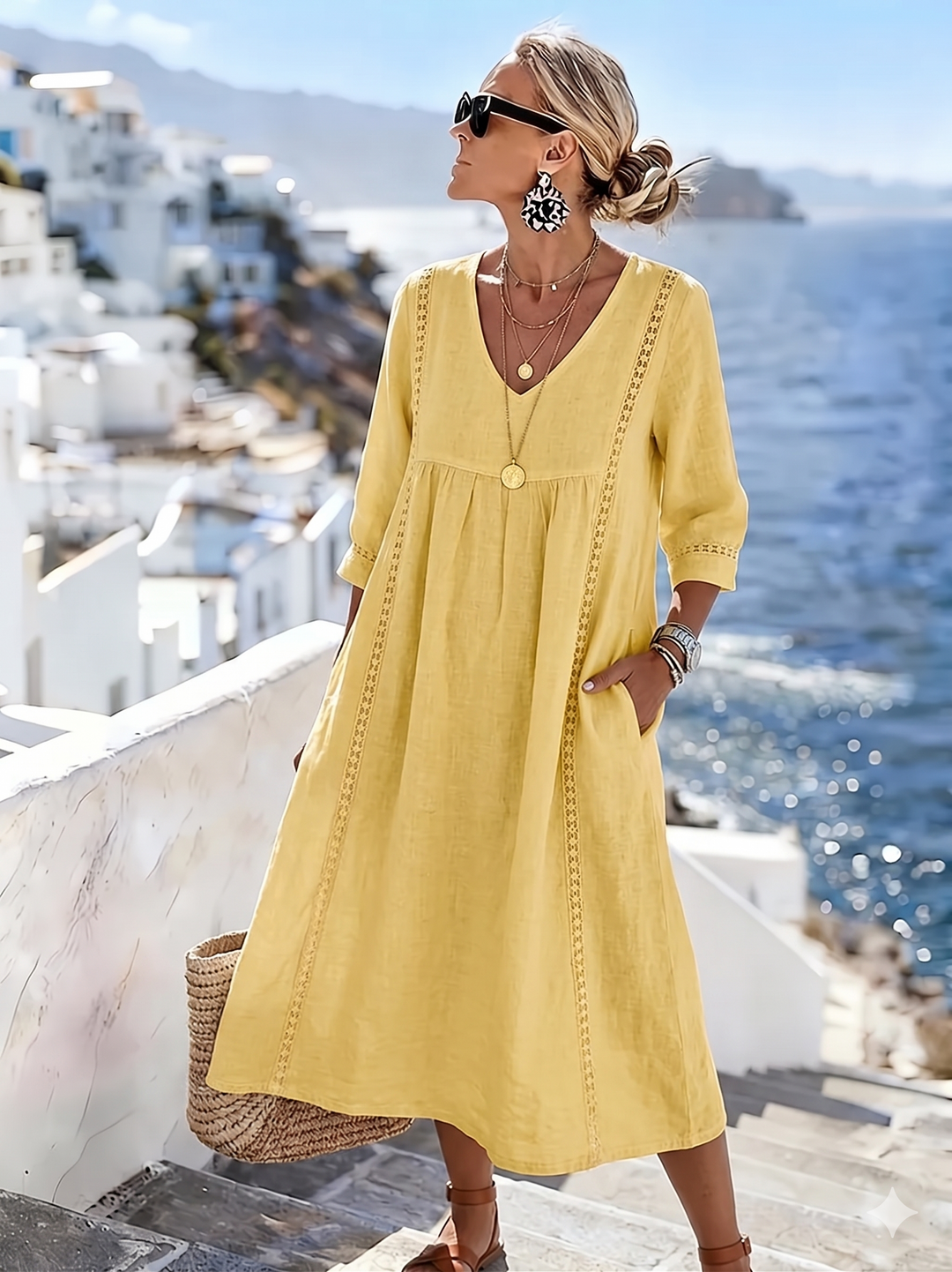 Helena - Lässiges, lockeres Patchwork-Spitzenkleid