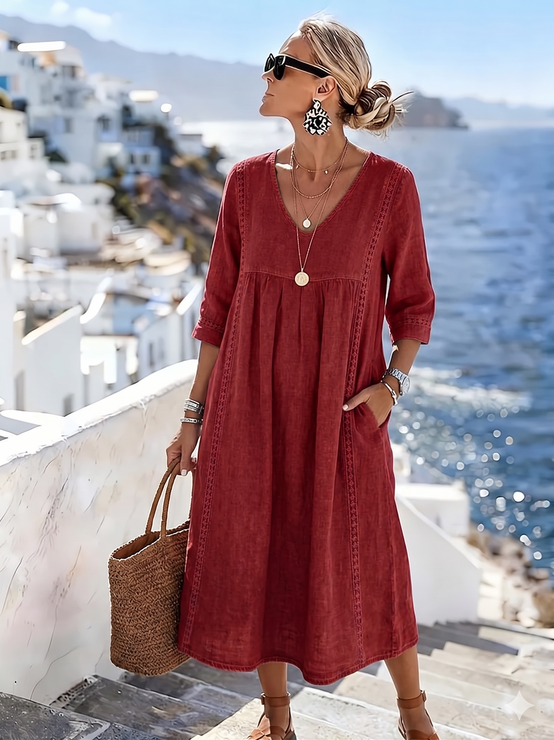 Helena - Lässiges, lockeres Patchwork-Spitzenkleid