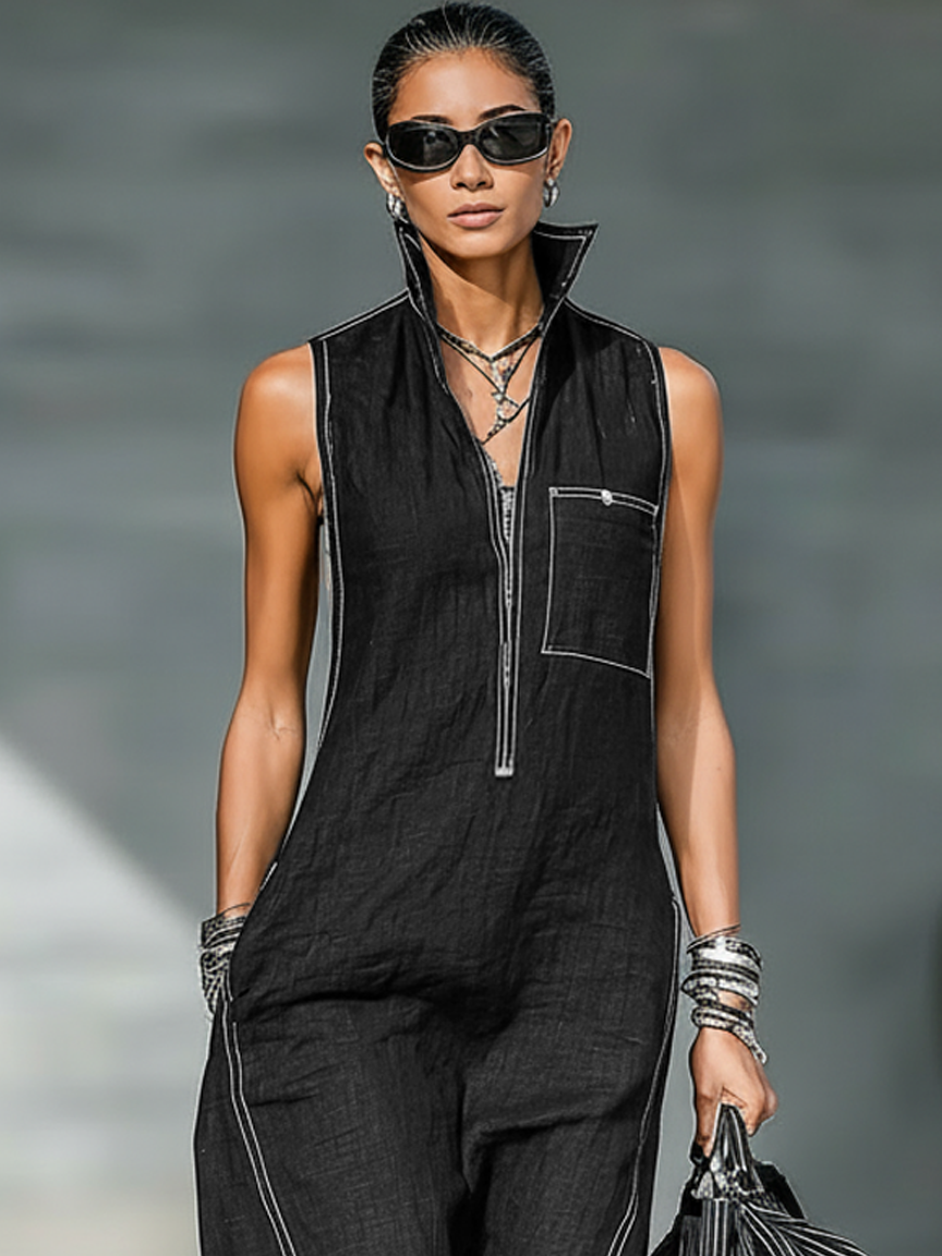 Jamie | Minimalistischer ärmelloser Relaxed Jumpsuit