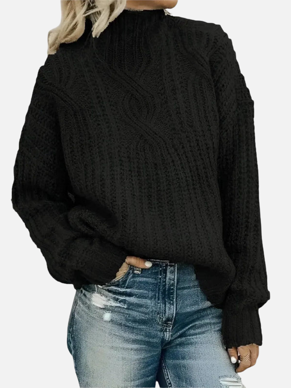 Mette | Hochkragen-Strickpullover im Kabelstrick