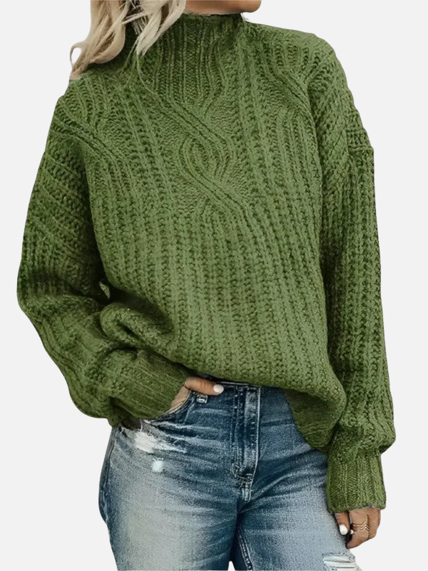 Mette | Hochkragen-Strickpullover im Kabelstrick