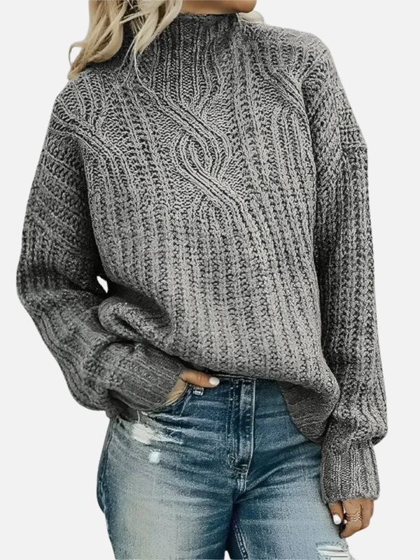 Mette | Hochkragen-Strickpullover im Kabelstrick