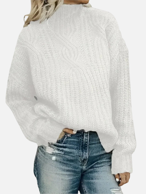 Mette | Hochkragen-Strickpullover im Kabelstrick
