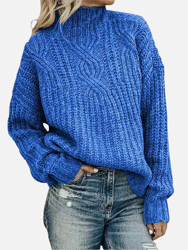 Mette | Hochkragen-Strickpullover im Kabelstrick