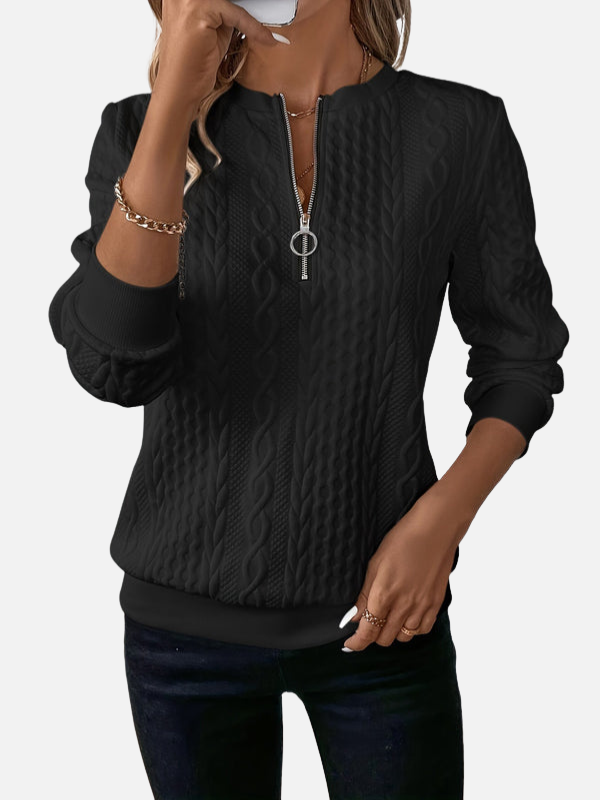 Ida | Halb-Zip Pullover im Kabelmuster