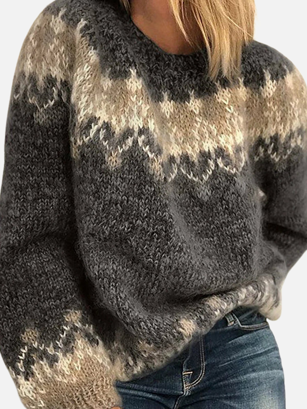 Ida | Isländischer Strickpullover mit Rundhalsausschnitt