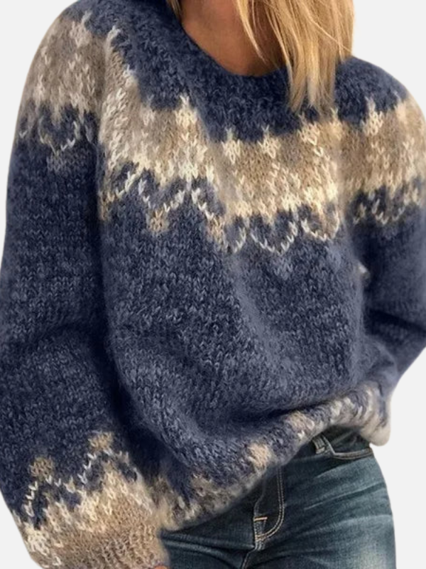 Ida | Isländischer Strickpullover mit Rundhalsausschnitt