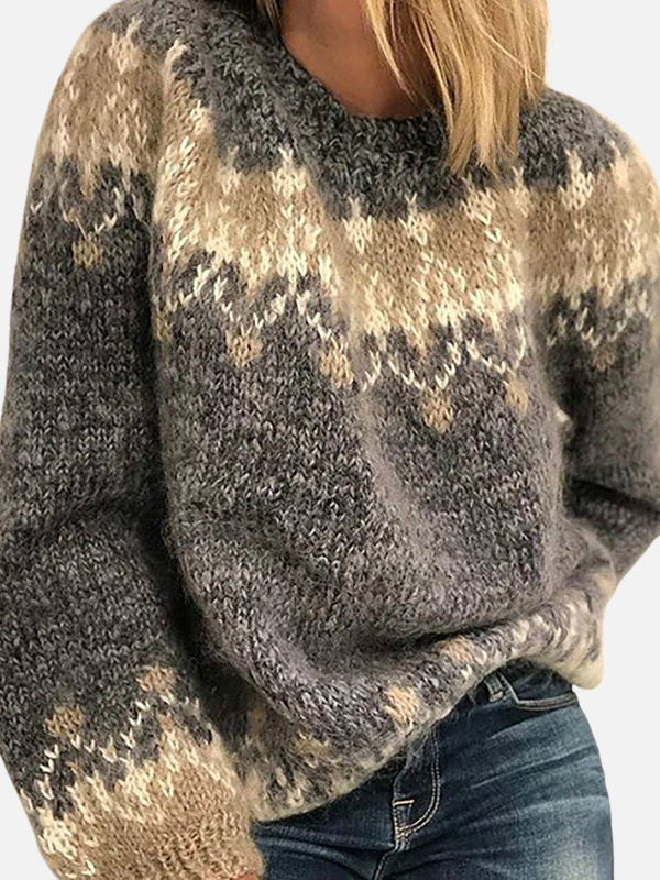 Ida | Isländischer Strickpullover mit Rundhalsausschnitt