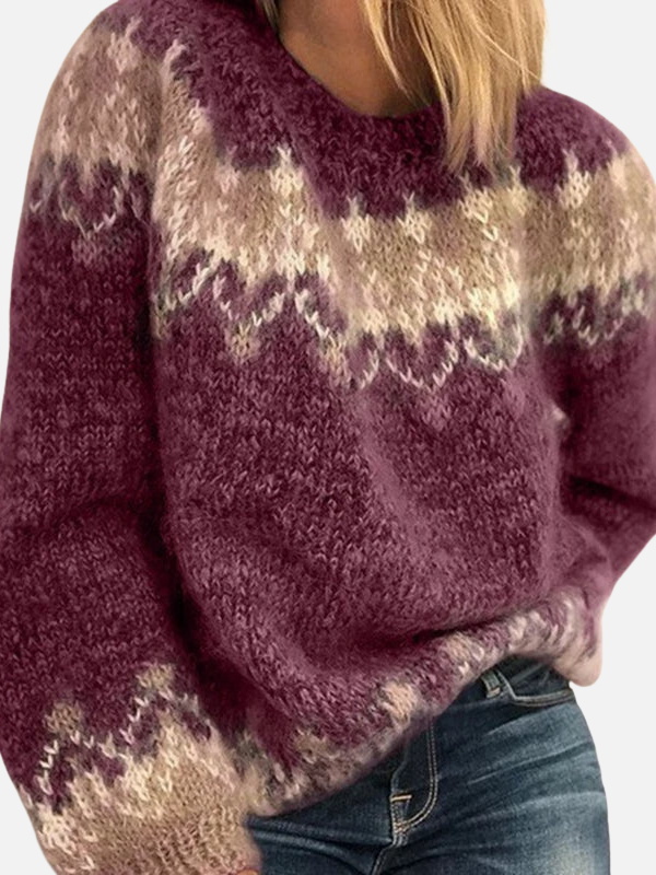 Ida | Isländischer Strickpullover mit Rundhalsausschnitt