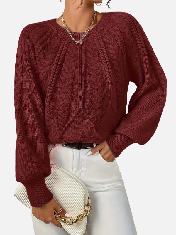 Mette | Kabelstrick Strickbluse mit Rundhals