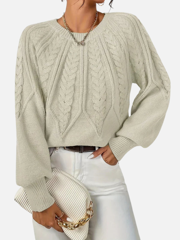 Mette | Kabelstrick Strickbluse mit Rundhals