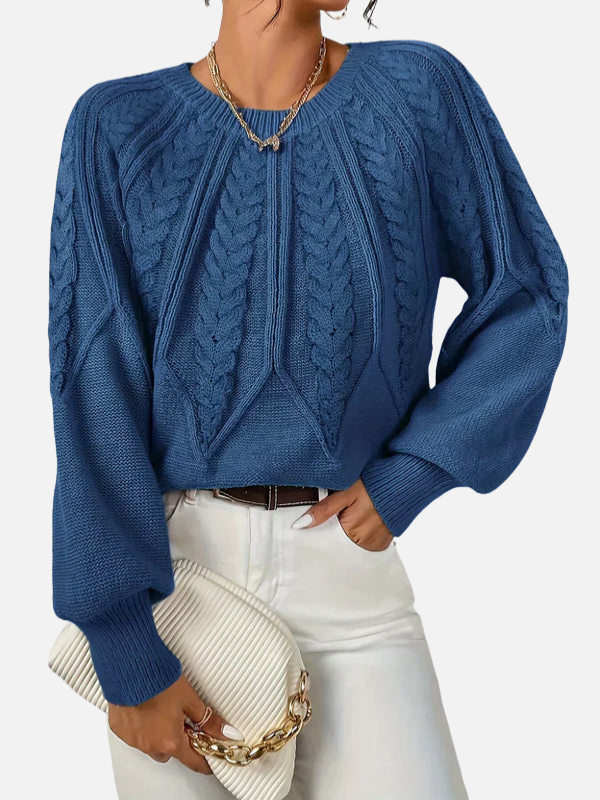 Mette | Kabelstrick Strickbluse mit Rundhals
