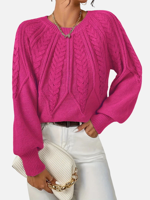 Mette | Kabelstrick Strickbluse mit Rundhals