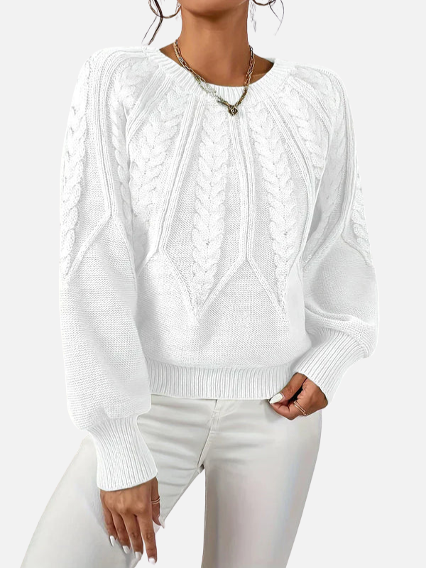 Mette | Kabelstrick Strickbluse mit Rundhals
