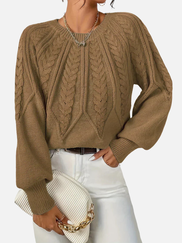 Mette | Kabelstrick Strickbluse mit Rundhals