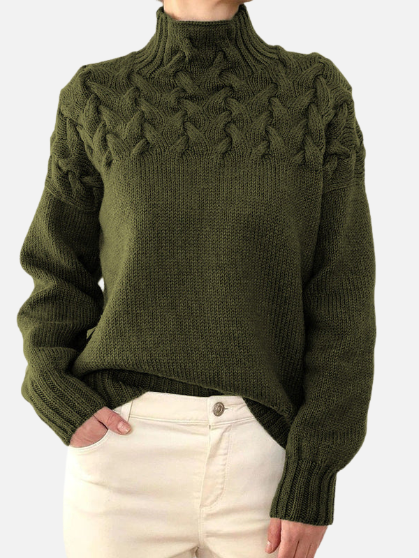 Hanne | Kabelpullover mit Hohem Kragen