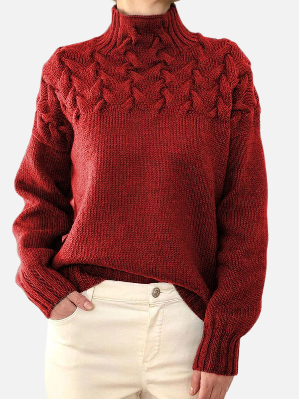 Hanne | Kabelpullover mit Hohem Kragen