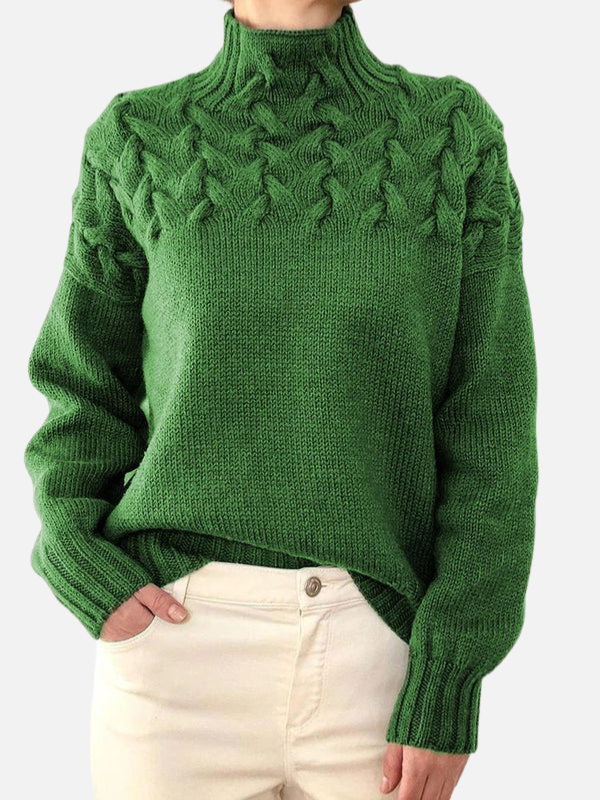 Hanne | Kabelpullover mit Hohem Kragen