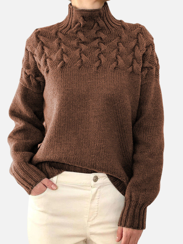 Hanne | Kabelpullover mit Hohem Kragen